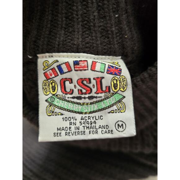 Vintage CSL Cherry Stix Limited Black Chunky Knit Sweater womens M - Picture 5 of 5